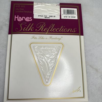 90s Hanes Silk Reflections Silky Sheer Sandalfoot Pantyhose EF 715 White