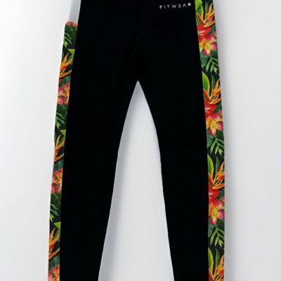 FITWEAR BRAND - SIDE PANEL LEGGINGS-TROPICAL-FLORAL SIZE M+(US 8) UK 12