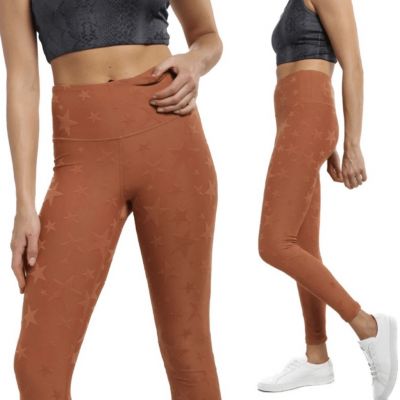 NWT Mono B Seeing Stars Hi- Rise Leggings Copper Jacquard Burnt Orange Size 1XL