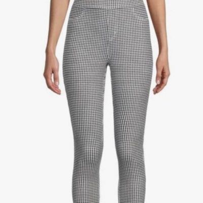 Time and Tru Women Jegging Stretch Capri Black White Checked-XXXL 22 Plus-NWT