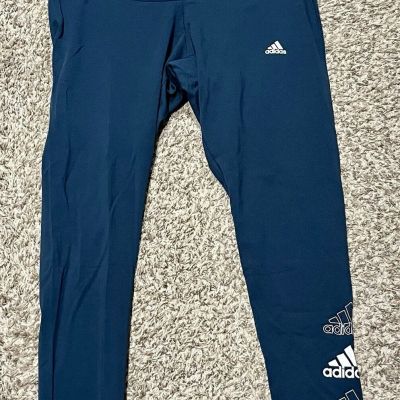 NEW Adidas Womens Plus Tight Fit Leggings High Rise Size 2X Blue/White NWT