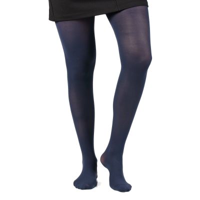 Fil de Jour France 50 Denier Opaque Plain Tights, Navy Blue, S/M, Made in Italy