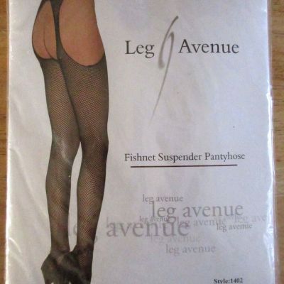 Leg Avenue Black Fishnet Suspender Pantyhose One Size Style 1402