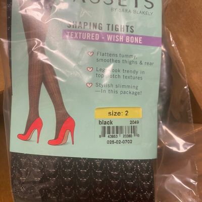 Spanx Assets Shaping Tights Textured - Size 2 Wishbone Black Sara Blakely NIP