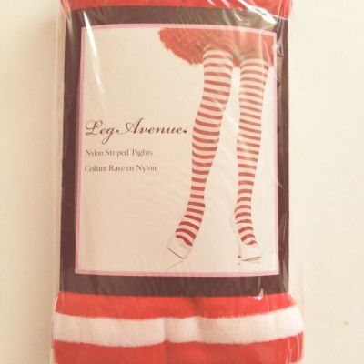 Leg Avenue Nylon Striped Tights Stockings Red White One Size Halloween Christmas