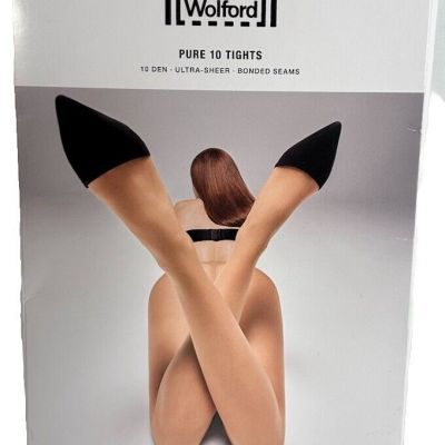 Large Wolford Women's Pure 10 Tights Size L Fairly Light Ultra Sheer Stockings