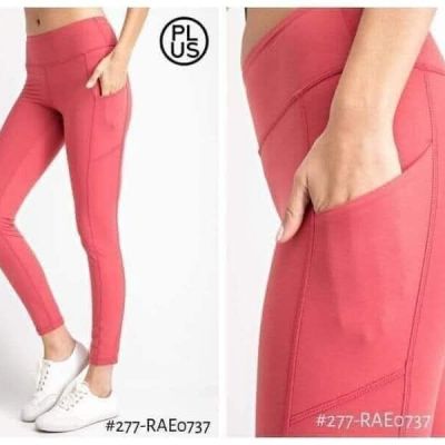 Rae Mode Soft Plus Size Full Length Pocket Leggings - 2XL - Coral