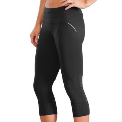 Athleta Relay Capri 2.0 Running Leggings Workout Gym Black Reflective Sm 347896