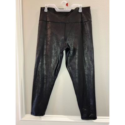 OFFLINE by Aerie Faux Leather Leggings Stretch Crackle Black Sz XXL