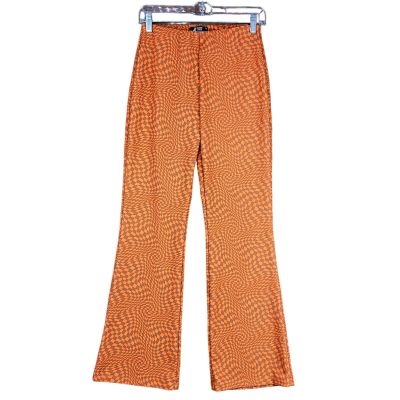 Cuidado Con El Perro Womens Pants Orange Checkered Illusion Pull On Leggings M