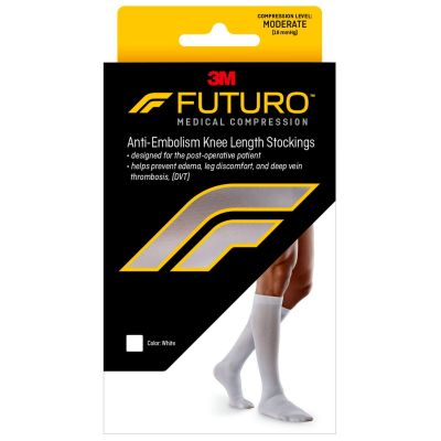 Futuro Knee Length Stockings Anti Embolism Compression Large White 1 Pair 3 Pack