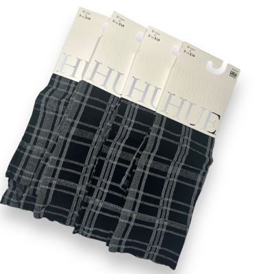 Hue Black One Size Fits Most Plaid Knee Hi Sock 4 Pairs