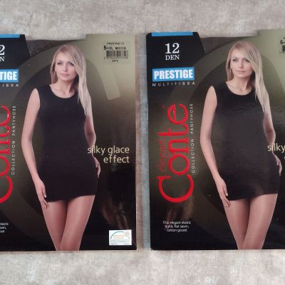 Elegant Conte 12 DEN Prestige Pantyhose - Mocca - Size: 5/XL - 2 Pairs - Sexy!