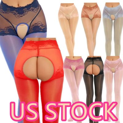 US Womens Sexy Silk Lace Sheer Pantyhose Thigh High Tights Socks Long Stocking