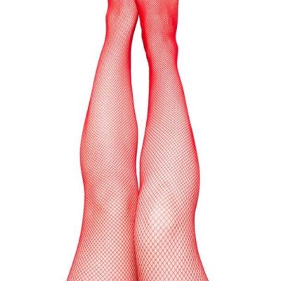 ??KIX’IES??SANDRA Red Fishnet Thigh High Stockings