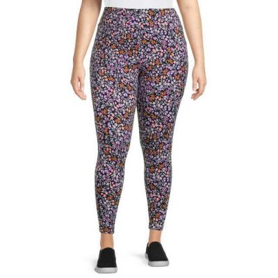 Terra & Sky Women's Plus Size Floral Leggings Multicolor 4X (28W-30W)