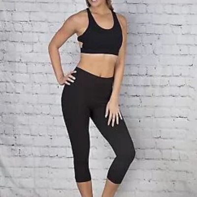 NWT! SATINA High Waisted Capri Leggings Plus Size Black Work Out Comfy