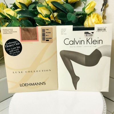 Calvin Klein Matte Sheer Control Top Loehmanns Hoisery Club Pantyhose Stocking C