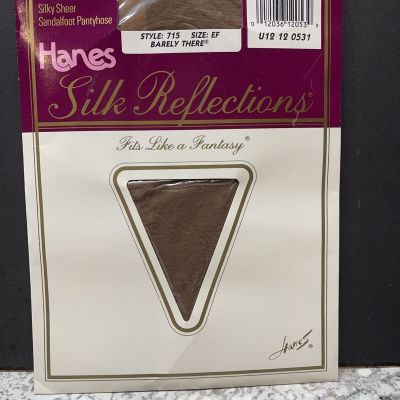 Hanes Silk Reflections Barely There Size EF Vintage Pantyhose 1989