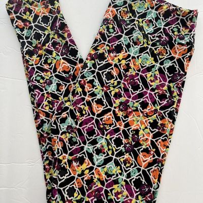 New LuLaRoe Size TC Leggings Black Bright Floral Purple Teal Orange Yellow