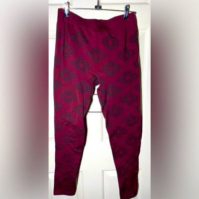 Burgandy Wine Plus Size Leggings, 3x