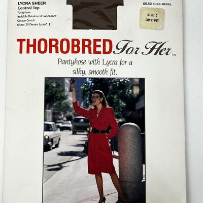 Thorobred For Her Control Top Pantyhose Silky Smooth Size C Chestnut