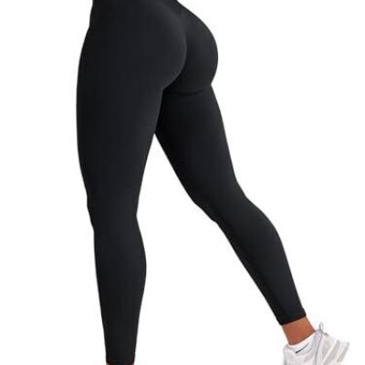 Women Seamless Workout Leggings Gym High Waist Yoga Pants Medium Standard Black