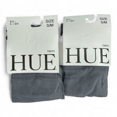 HUE Gray Satin Tights Womens S/M | Shimmer Tights | Fashion Career 2 Pairs NEW