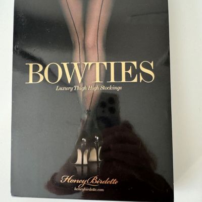 Honey Birdette Bowties Luxury Thigh High Stockings black Medium