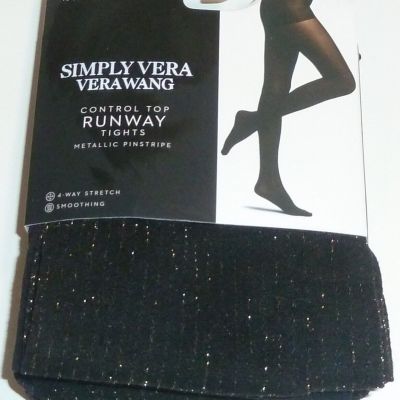 Simply Vera Wang Size 2 Black Metallic Pinstripe Runway Tights Control Top