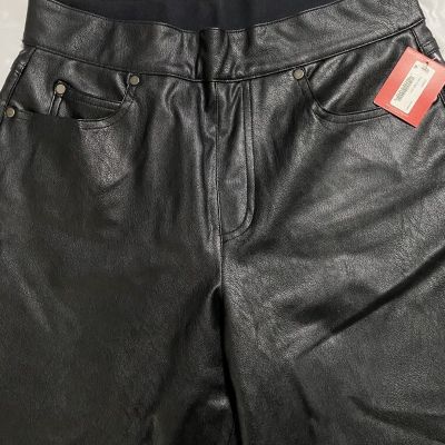 NWT SPANX Black Faux Leather Pull-On Pants Women’s Size M Stretch High Rise