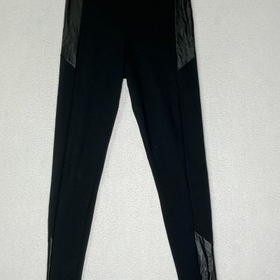 Pink Victoria's Secret Black Faux Leather Trimmed Leggings Women's Size S/P