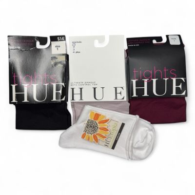 HUE Womens Ultimate Opaque Tights Size 1 - 3 Pair Variety Free Roll Top Sock New