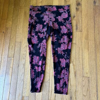 TORRID BLACK RED FLORAL PRINT POCKET LEGGINGS SIZE 1 XL