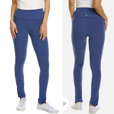 We Wore What high rise slit hem fold over blue leggings size small