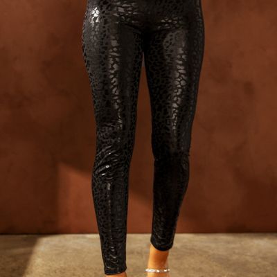 Adelaide Shiny Leopard Textured Leggings