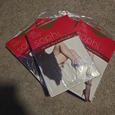 Lot of 8 Sophi One Size Day Sheer Reinforced Toe Beige Pantyhose