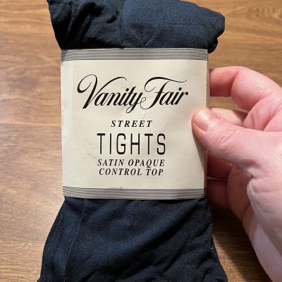 Vanity Fair Street Tights Vintage Satin Opaque Control Top TALL Navy Blue