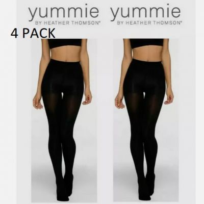 Yummie BY HEATHER THOMSON 4 PACK OPAQUE TIGHTS( BLACK,LARGE ) NWOT