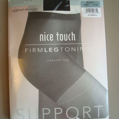 Vtg. Sears Pantyhose Nice Touch Firm Leg Toning Control Top Black Size F