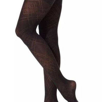 SPANX Star Power Center Stage Shaping Tights Black Diamond Daze Pattern Size B