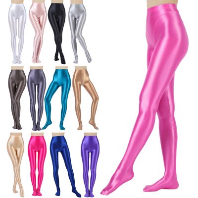 US Women Glossy Tights Opaque Pantyhose Stockings Footed High Waisted Stockings