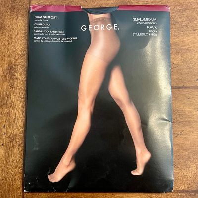 George Firm Support Control Top Pantyhose Size Small Medium Color:  Black  C-16