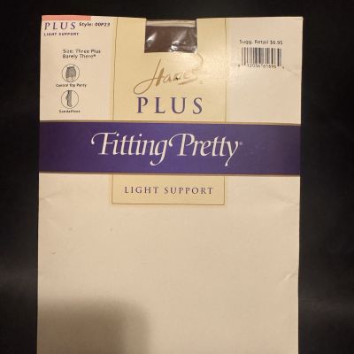 Hanes Plus Fitting Pretty  Light Support Pantyhose Size Three Plus (3plus)