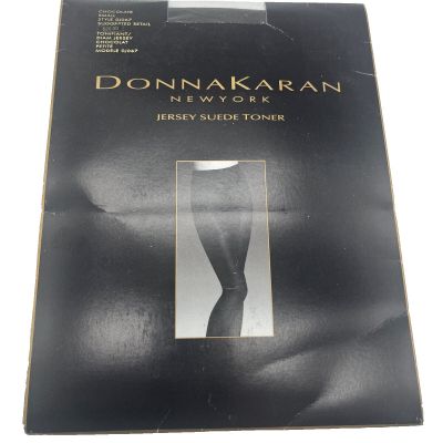 DONNA KARAN 0JO67 Signature Sueded Jersey Toner Control Top Pantyhose Brown SzSP