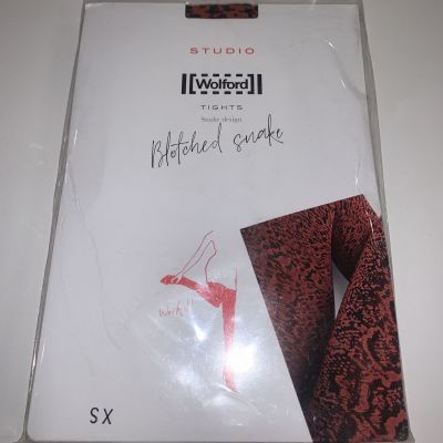 Wolford Studio Blotched Snake  XS Tights Red Rust Black New NIP  14761 80 Denier