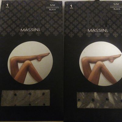 Massini Tights Small/Medium Sheer Dot Tights Black lot of 2