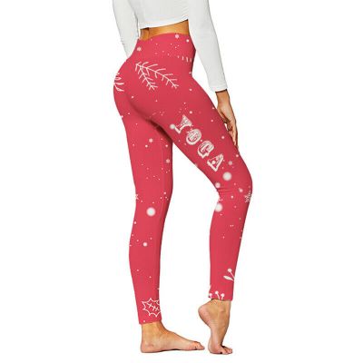 Ladies Christmas Leggings High Waist Xmas Yoga Pants Women Slim Fit Sport