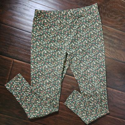 No Boundaries Green Floral Womens Stretchy Leggings Medium