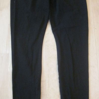 Size Large Hue Women Straight Mid-Rise Pants Stretchable Comfort Leggings Black